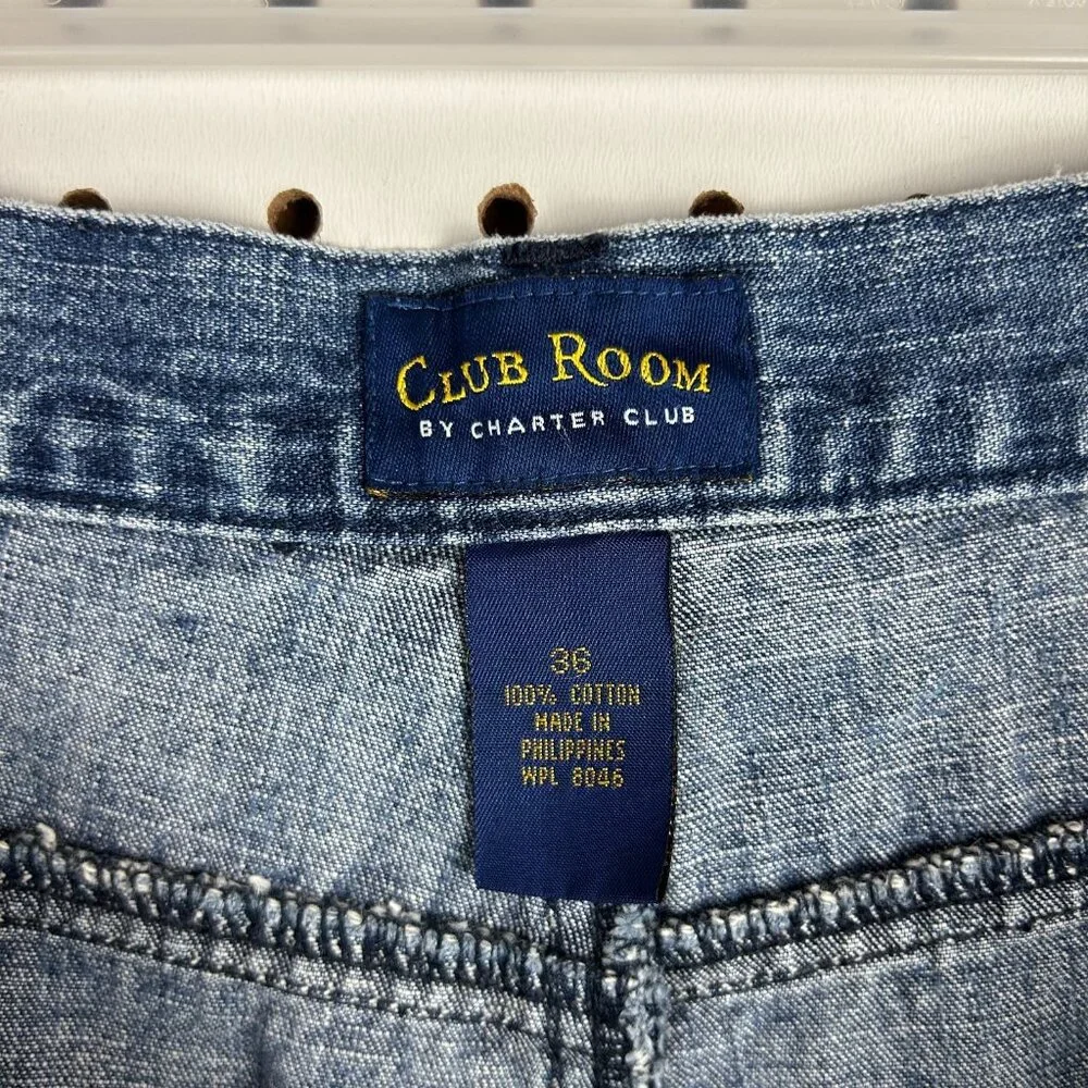 Club Room Baggy Jean Shorts Size 36 Denim Jorts Work Wear Wide Leg Carpenter Y2K - Picture 6 of 7